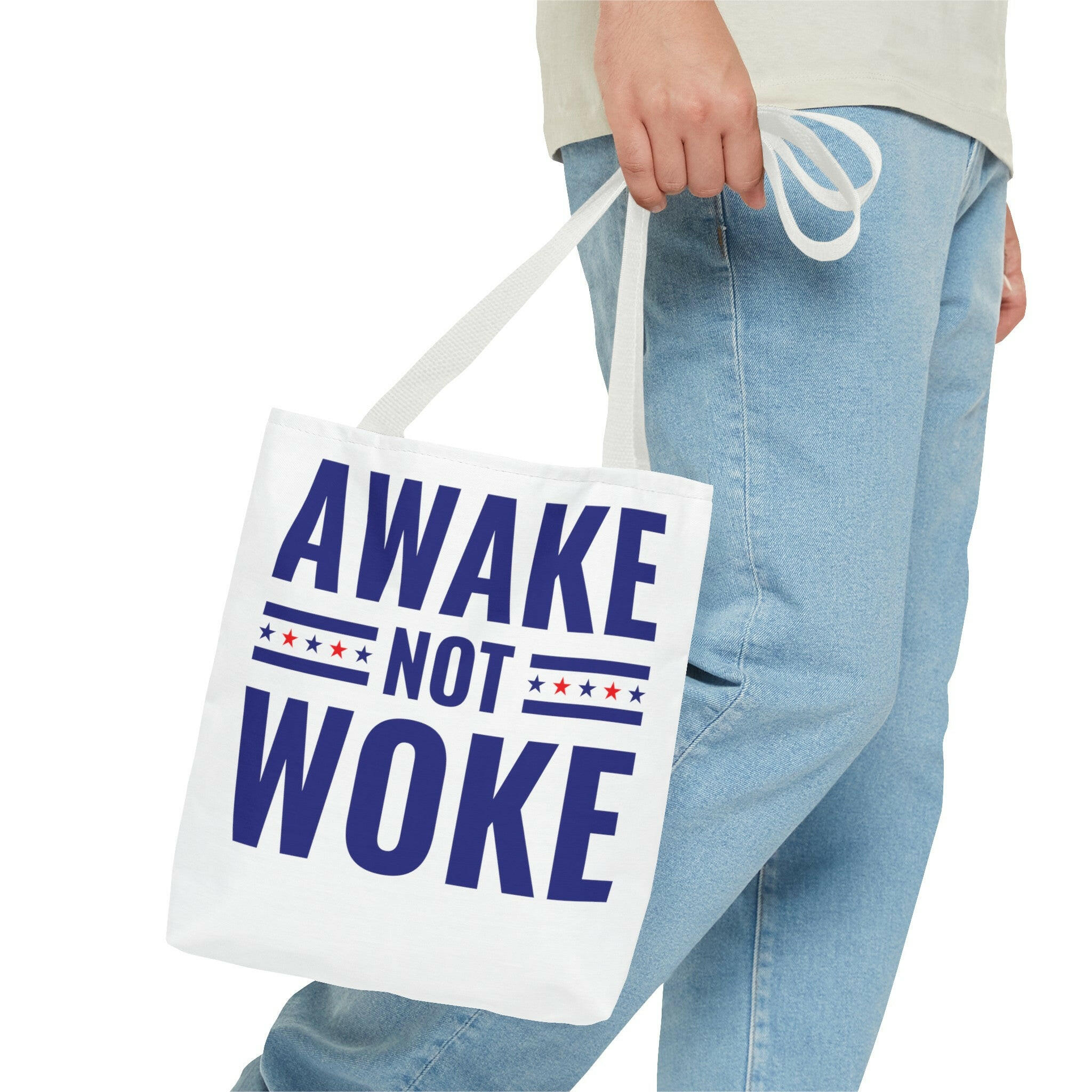 Awake Not Woke Statement Tote Bag