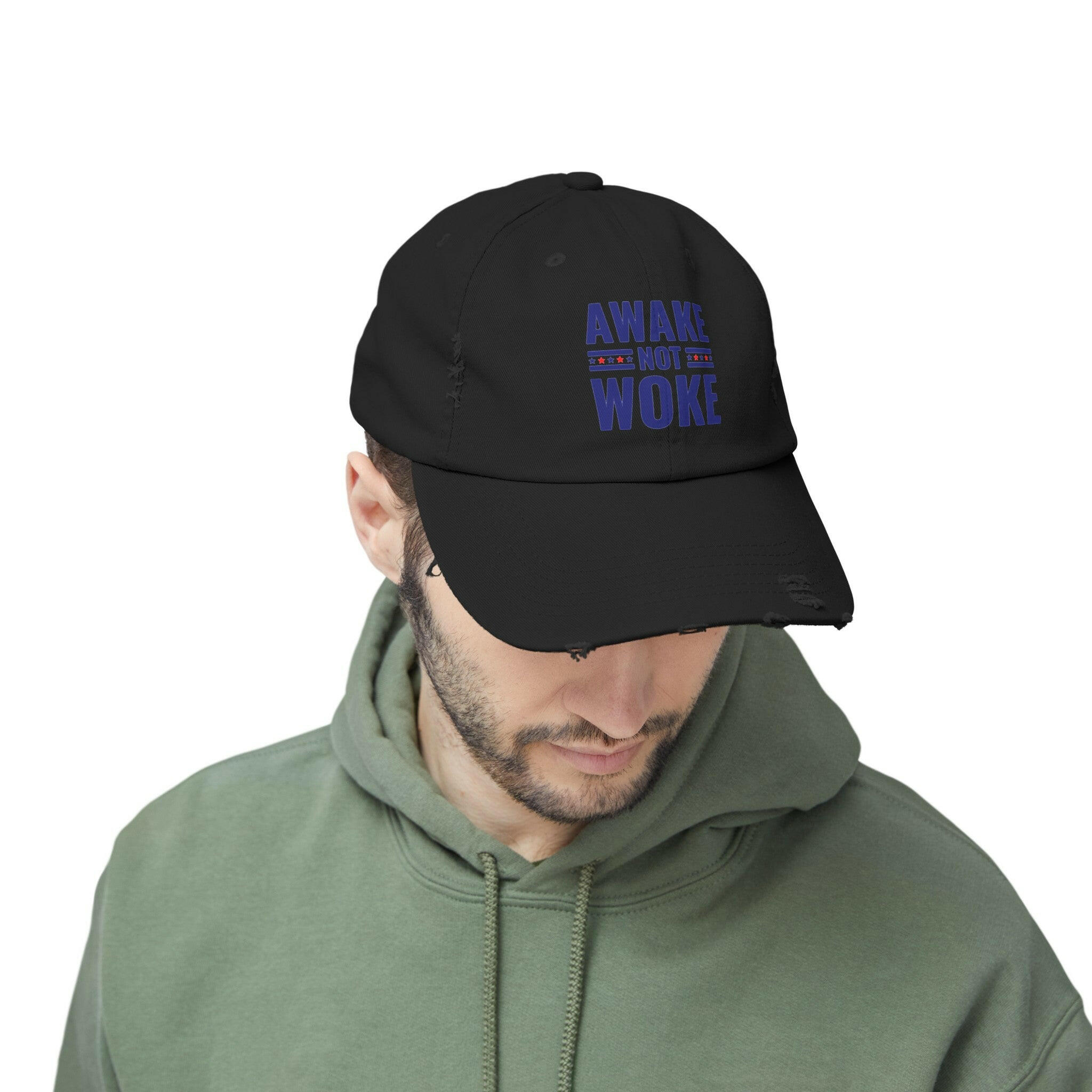 Awake Not Woke Unisex Distressed Cap