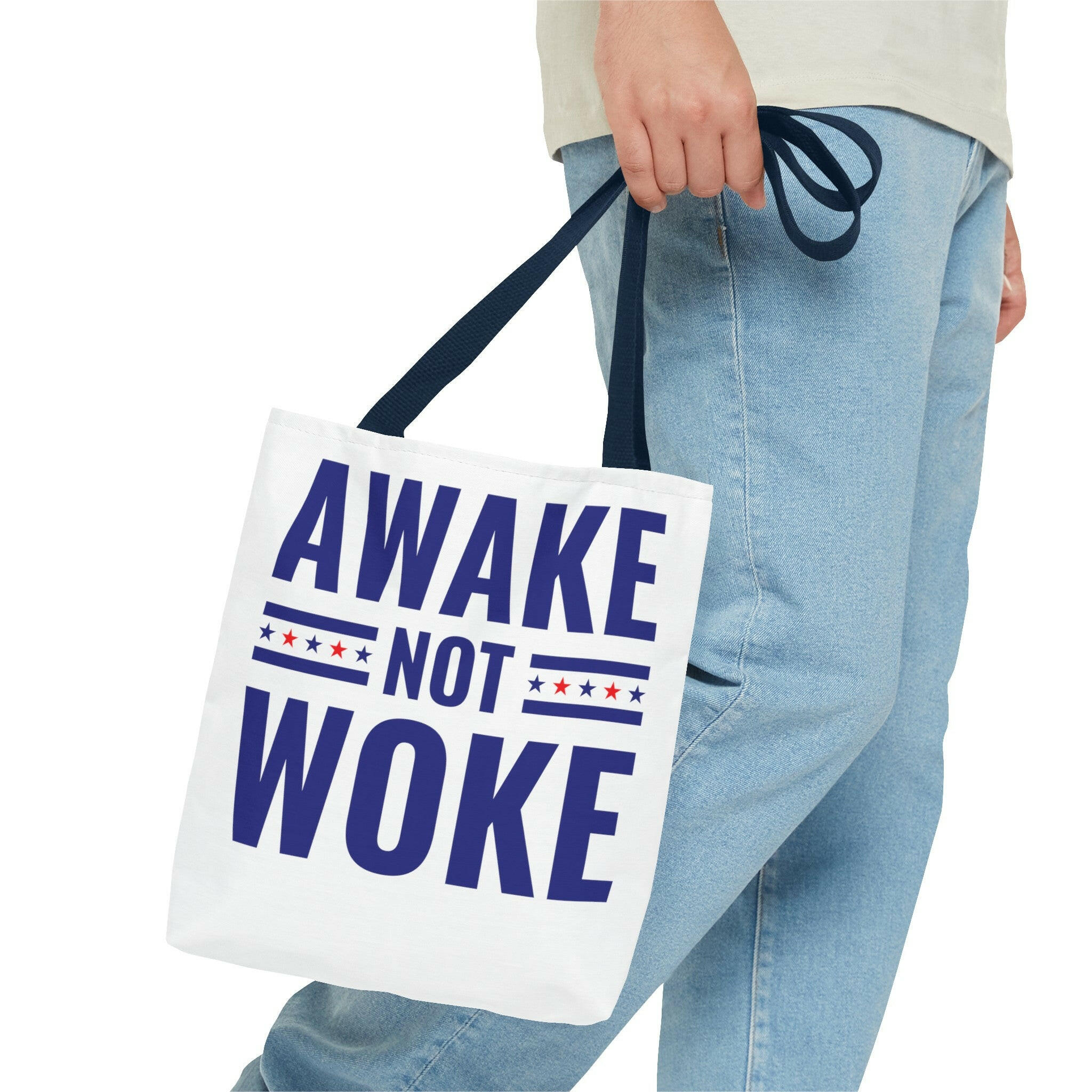 Awake Not Woke Statement Tote Bag