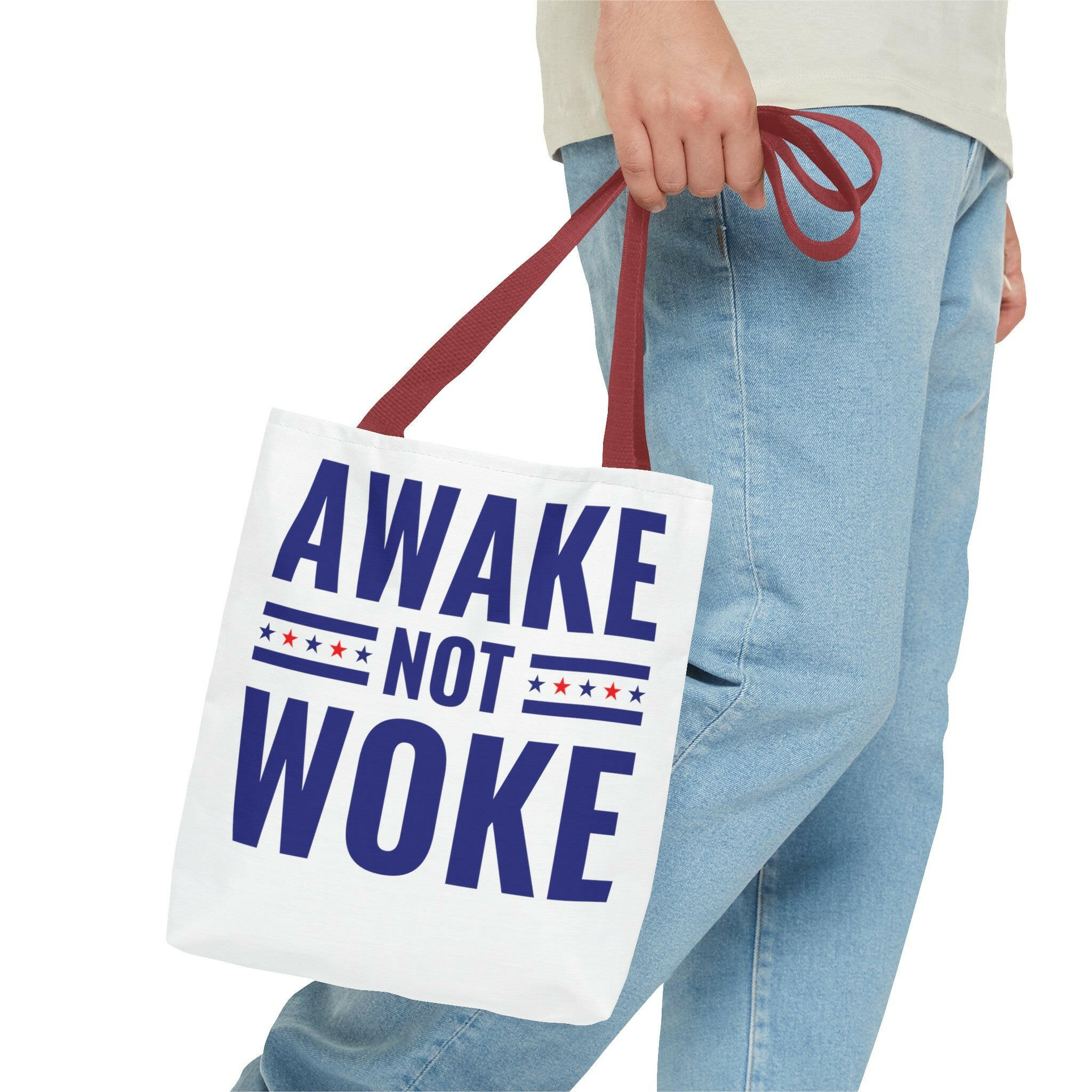 Awake Not Woke Statement Tote Bag