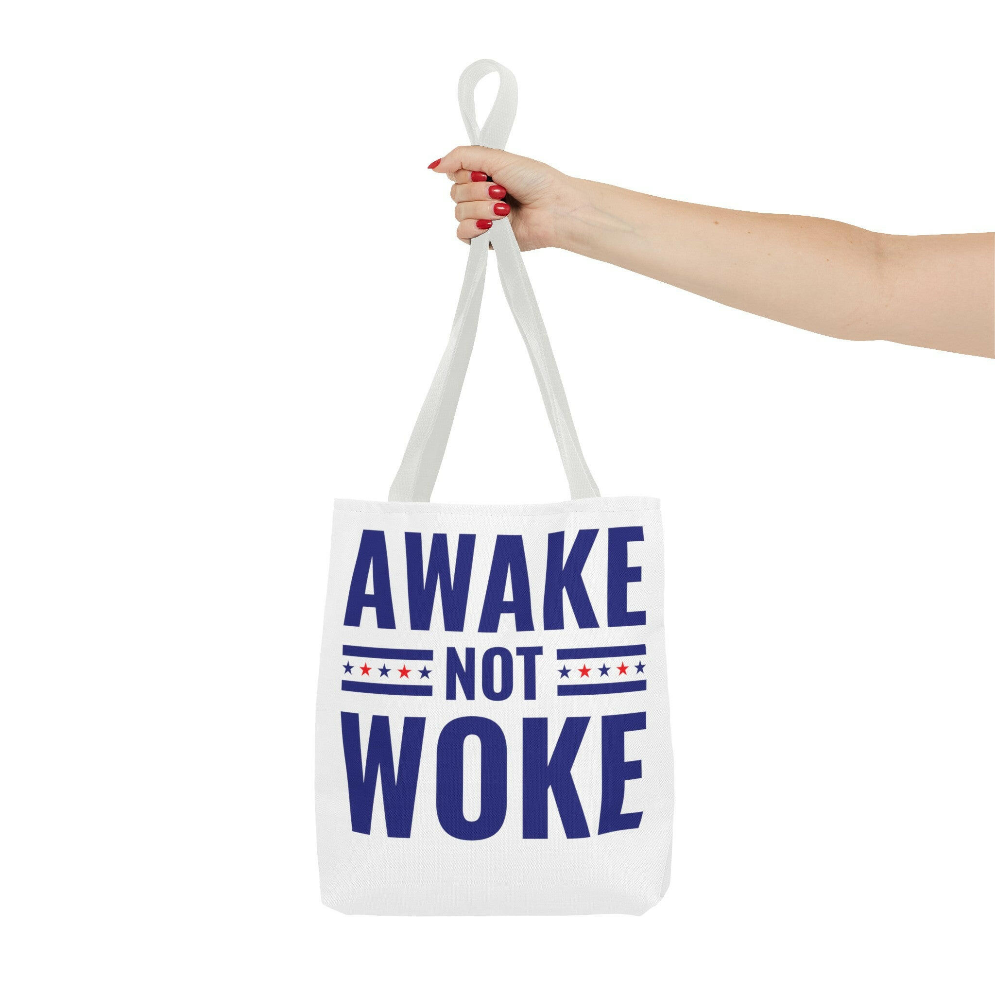 Awake Not Woke Statement Tote Bag