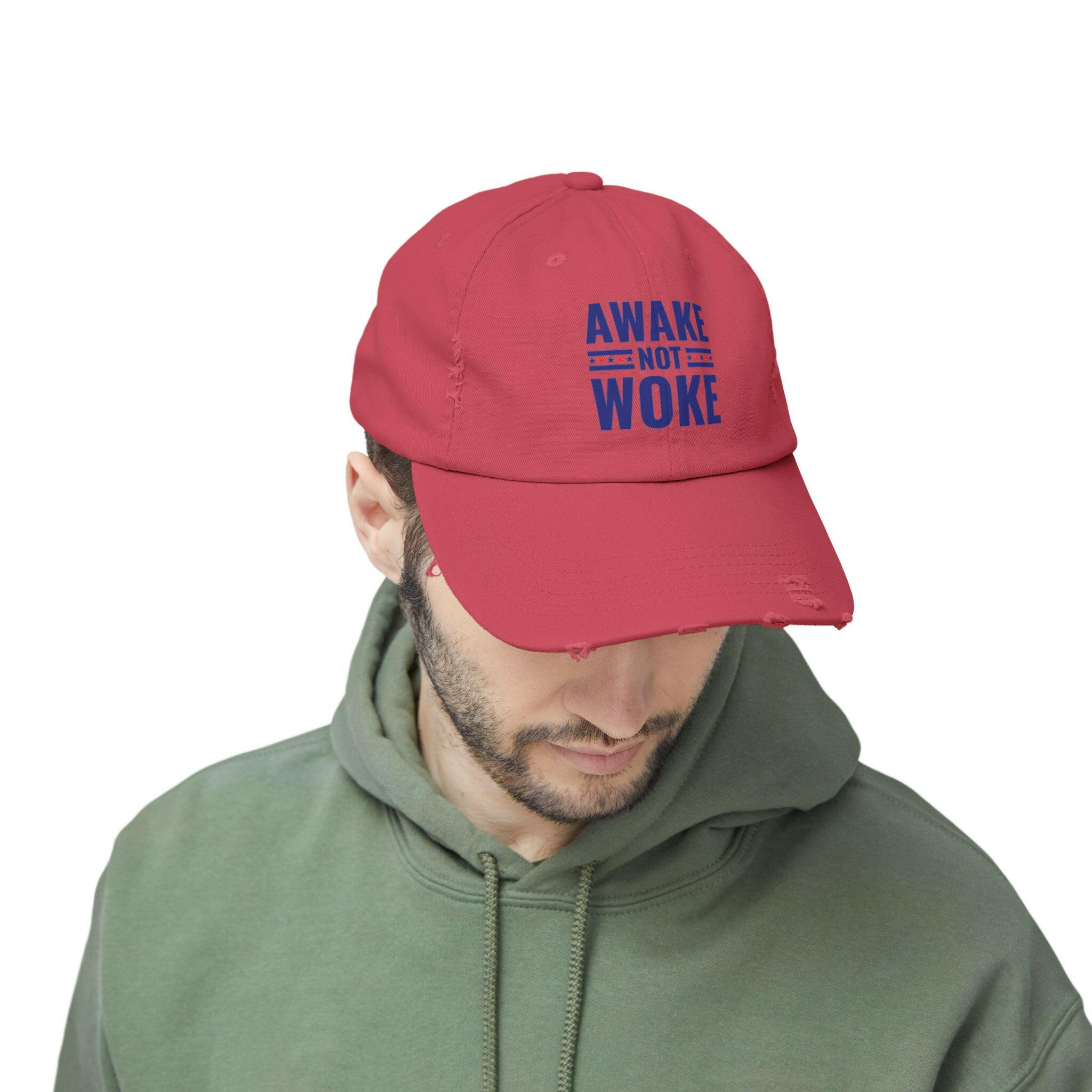 Awake Not Woke Unisex Distressed Cap