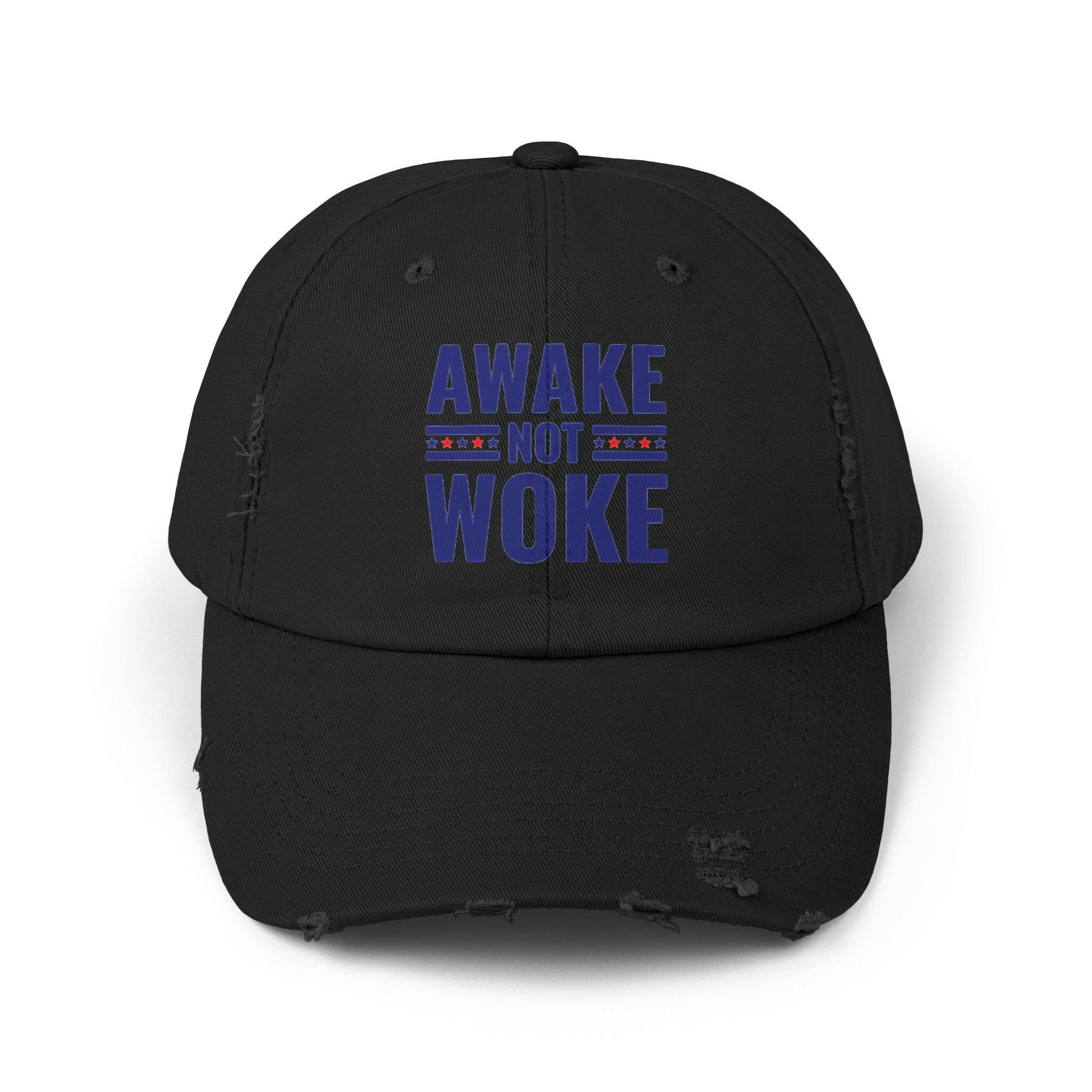 Awake Not Woke Unisex Distressed Cap