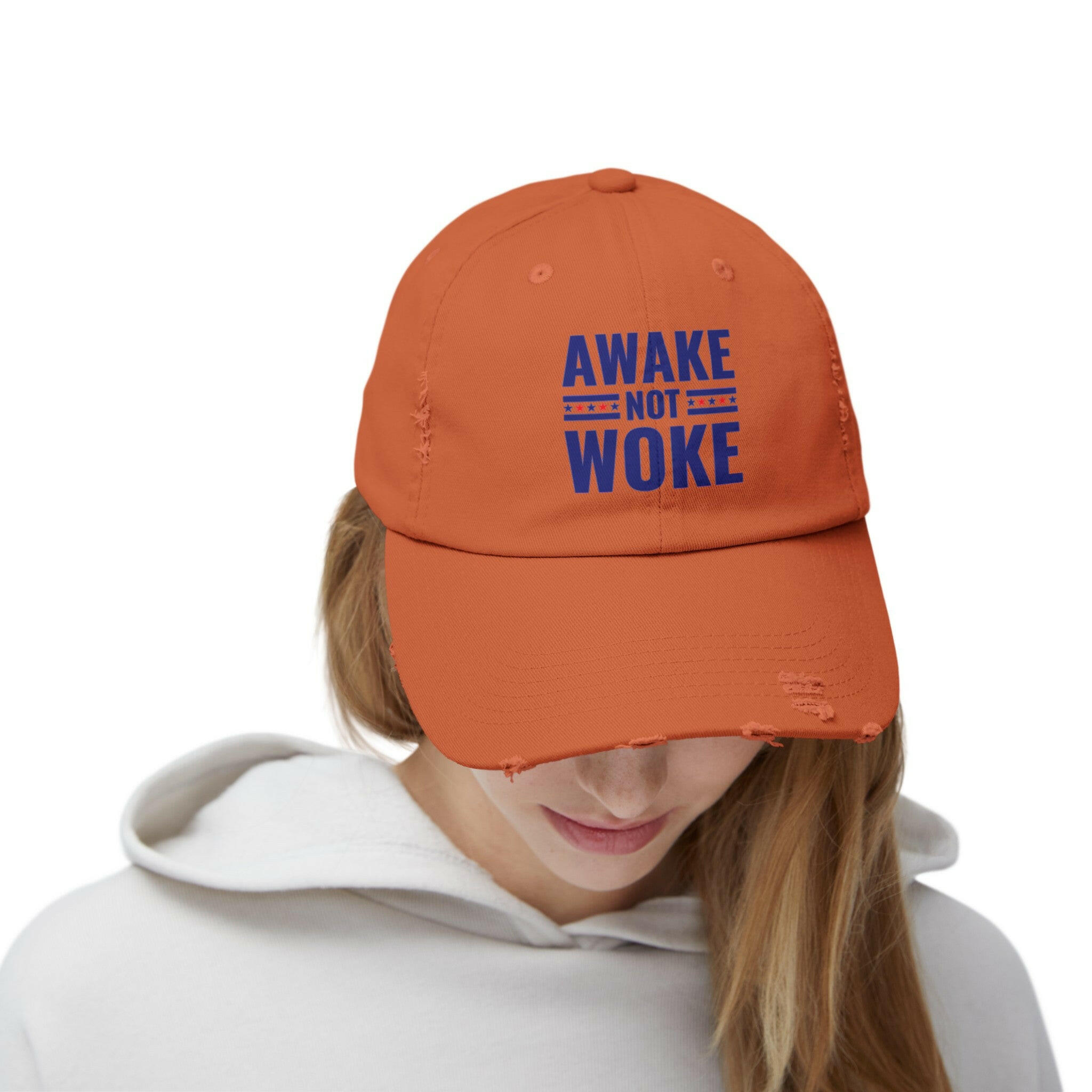 Awake Not Woke Unisex Distressed Cap