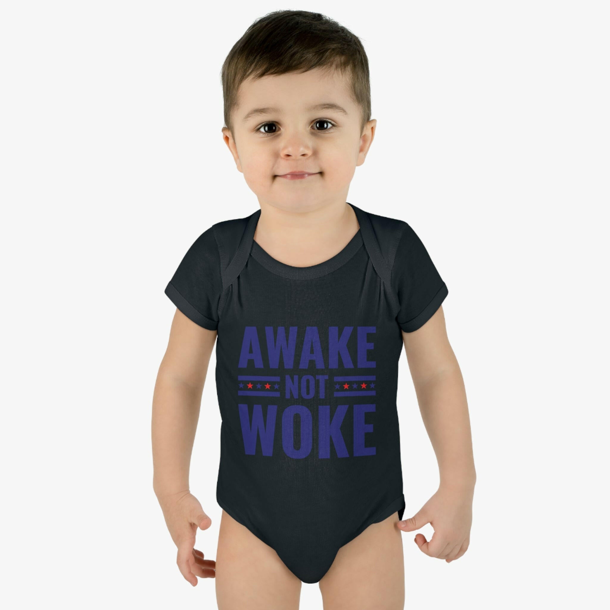 Awake Not Woke Infant Baby Rib Bodysuit