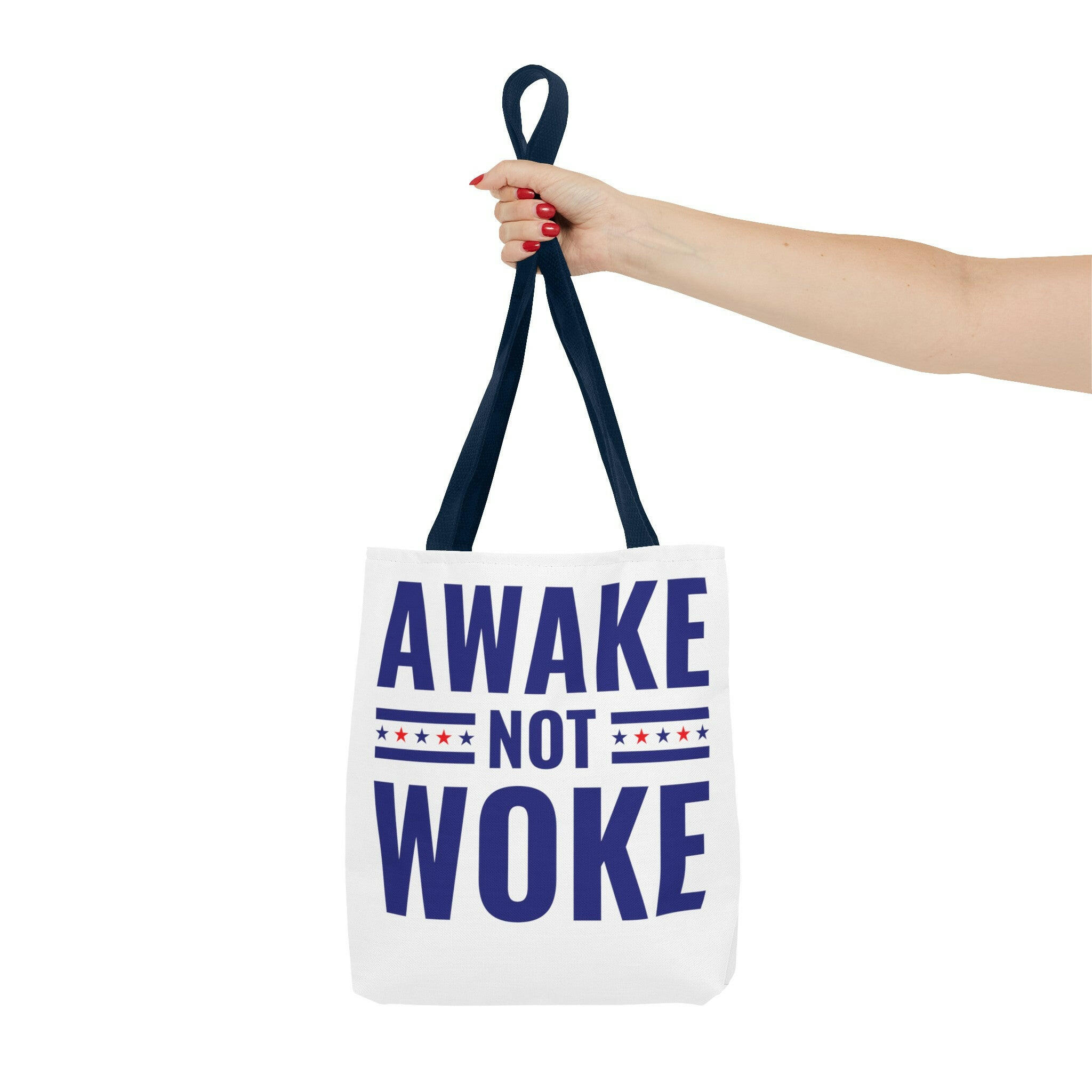 Awake Not Woke Statement Tote Bag