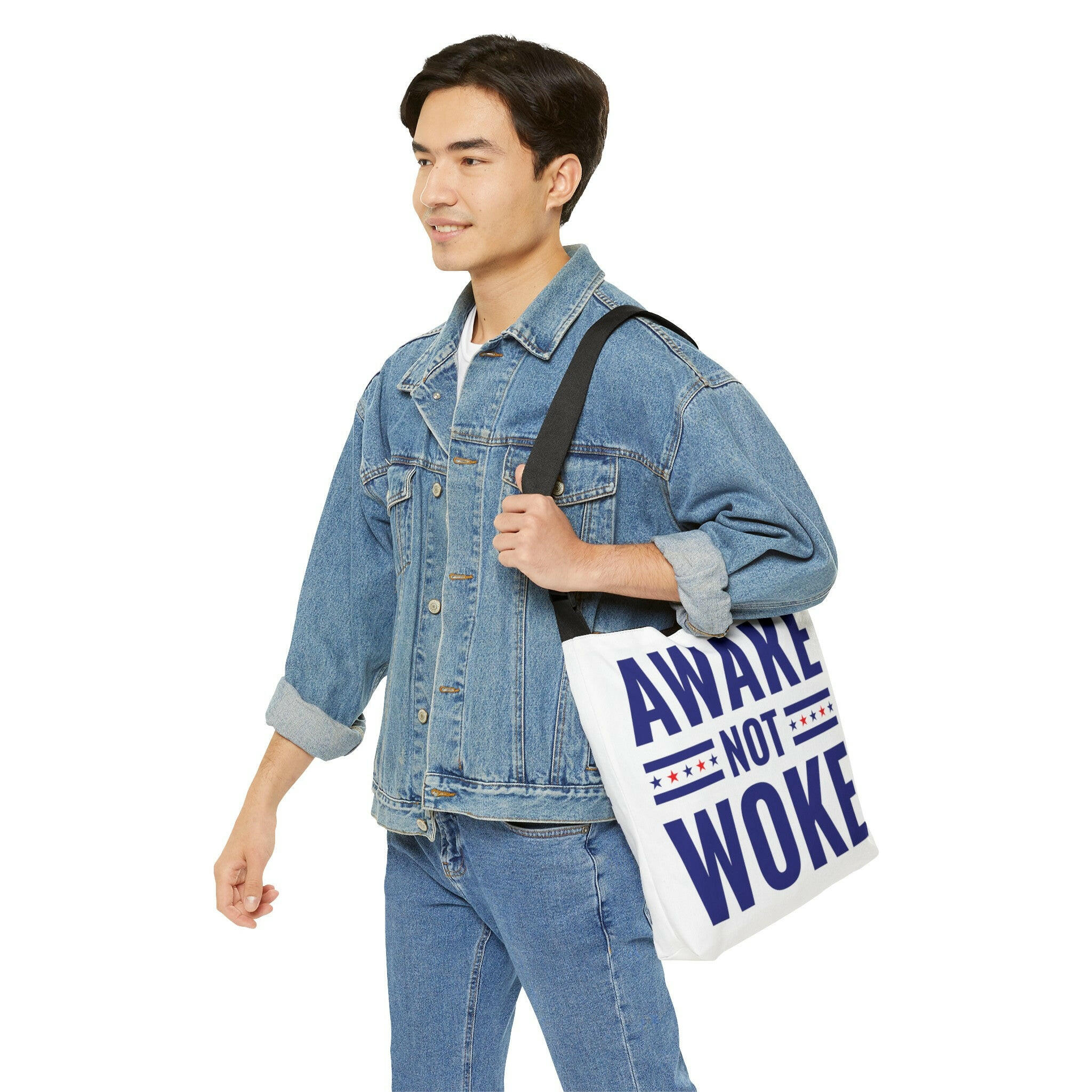 Awake Not Woke Adjustable Tote Bag