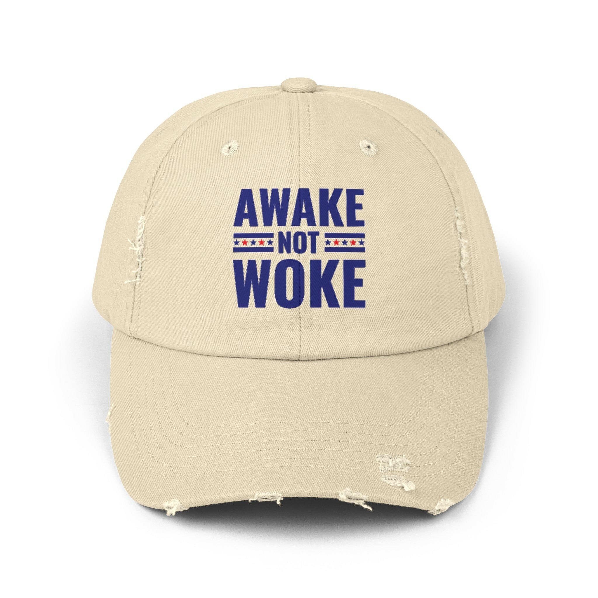 Awake Not Woke Unisex Distressed Cap