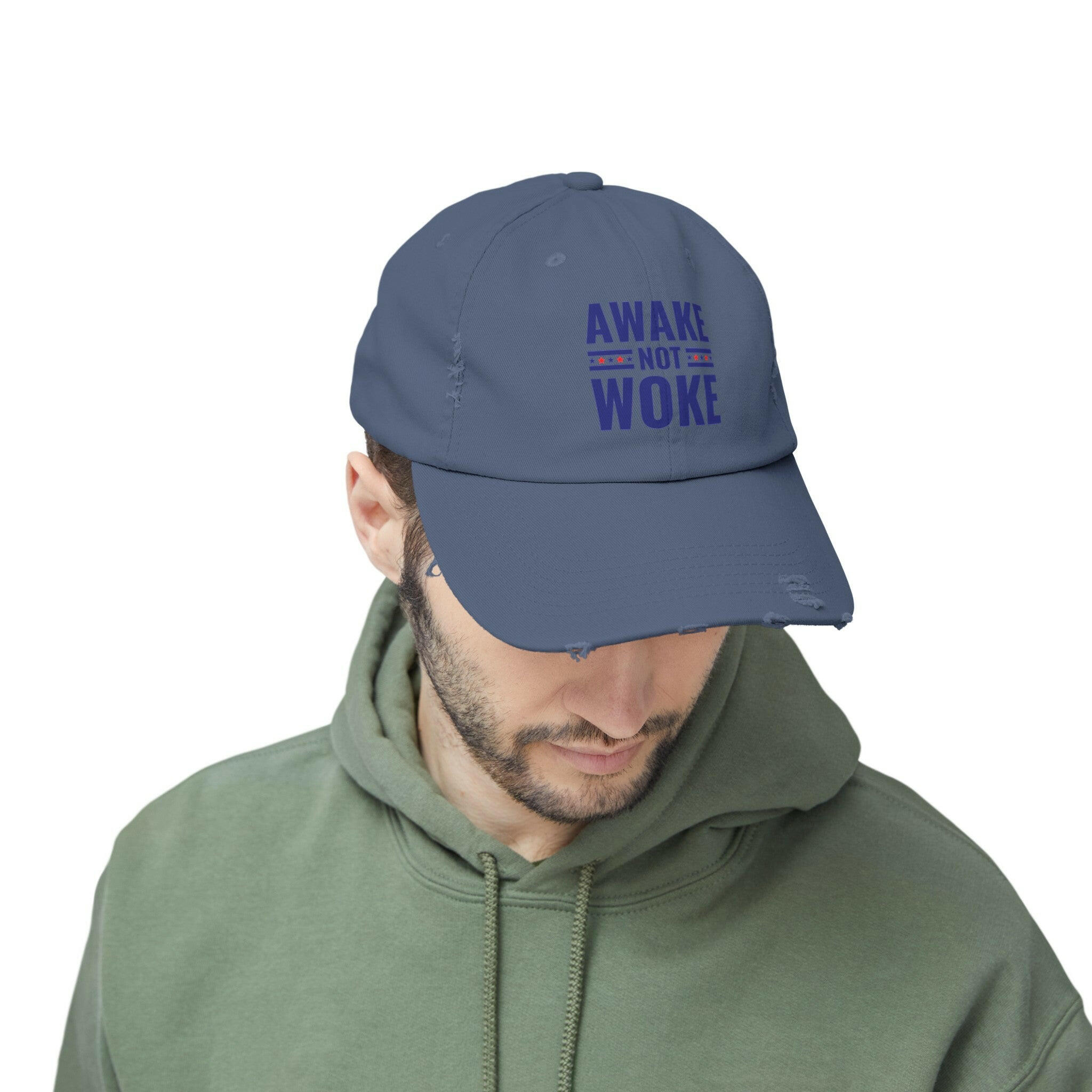 Awake Not Woke Unisex Distressed Cap