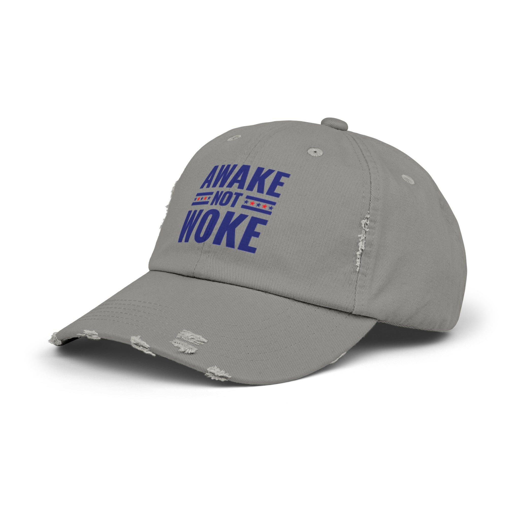 Awake Not Woke Unisex Distressed Cap