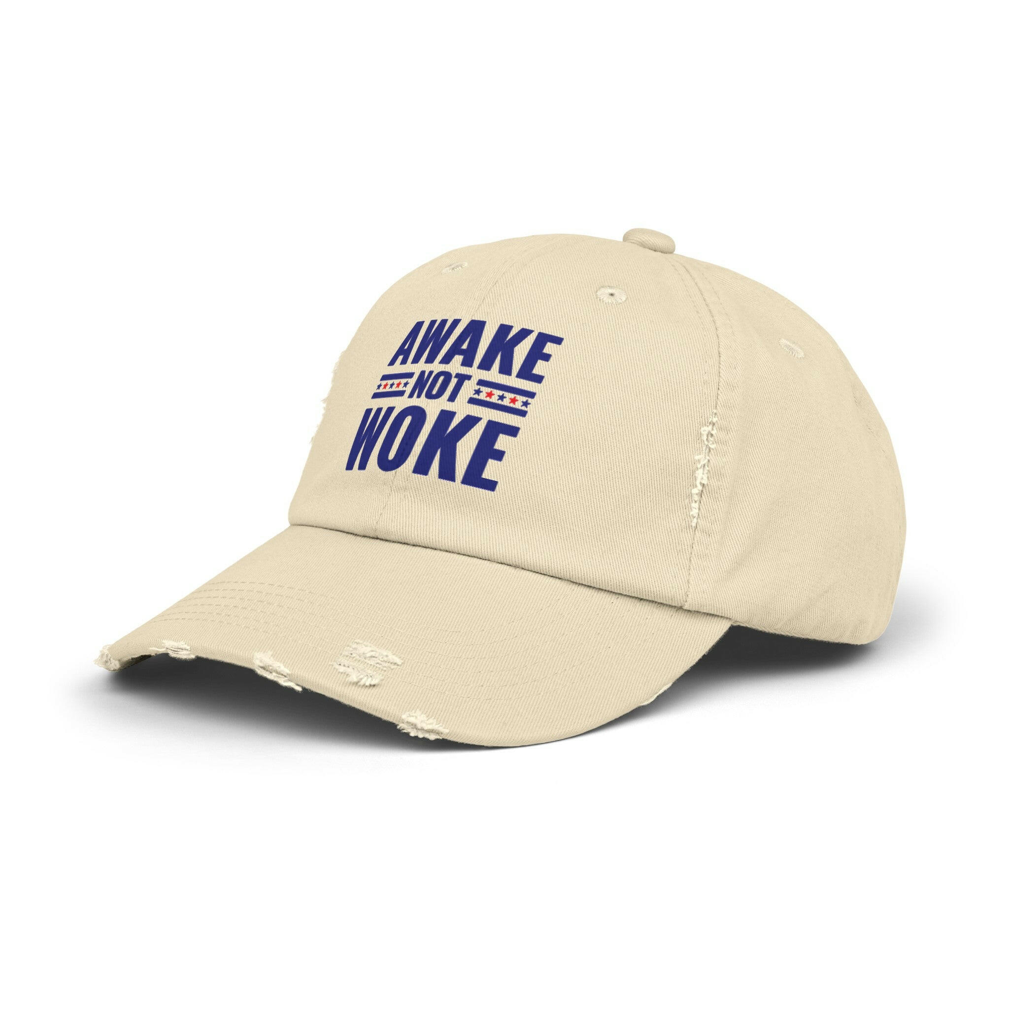 Awake Not Woke Unisex Distressed Cap