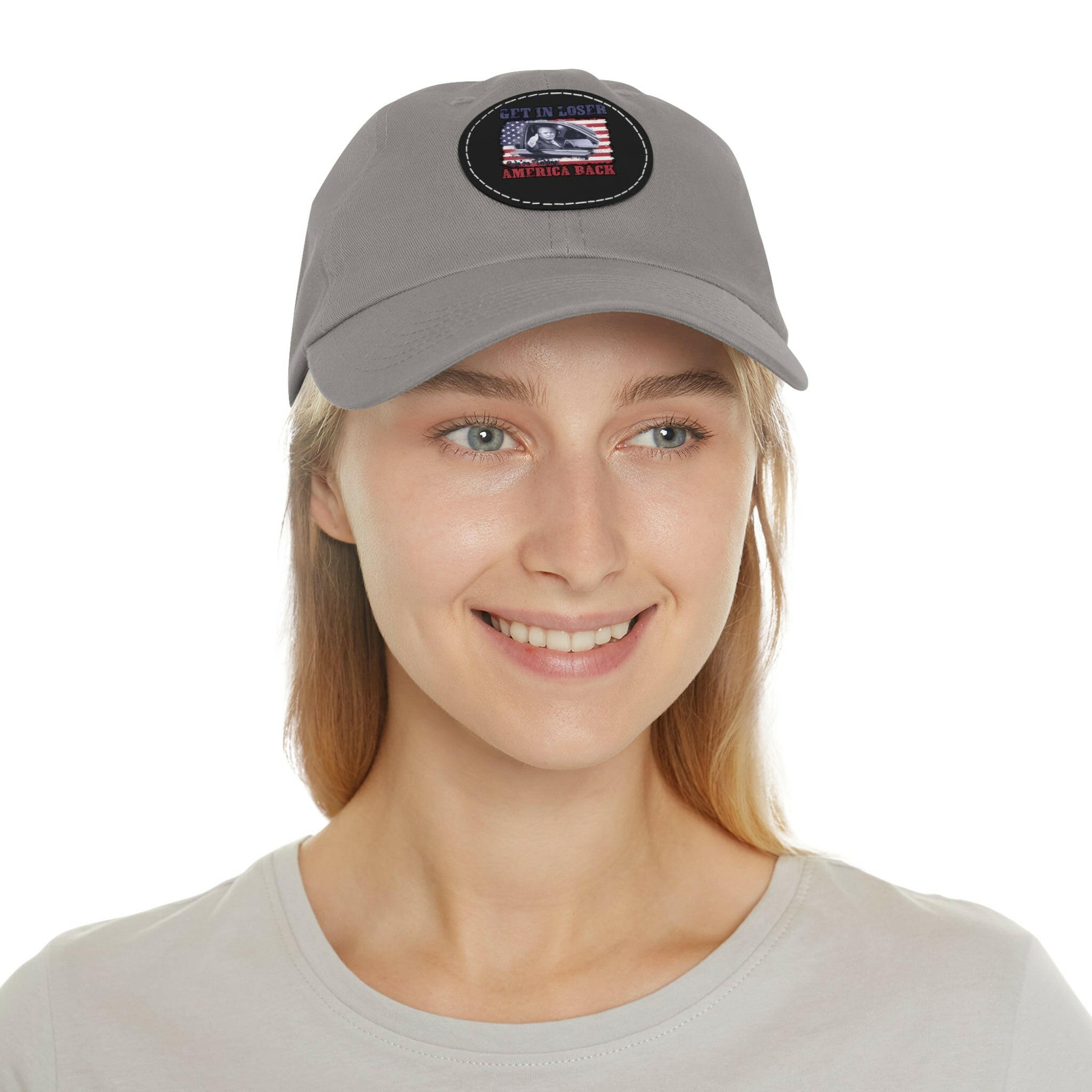 Get in Loser Dad Hat with Leather Patch (Round)