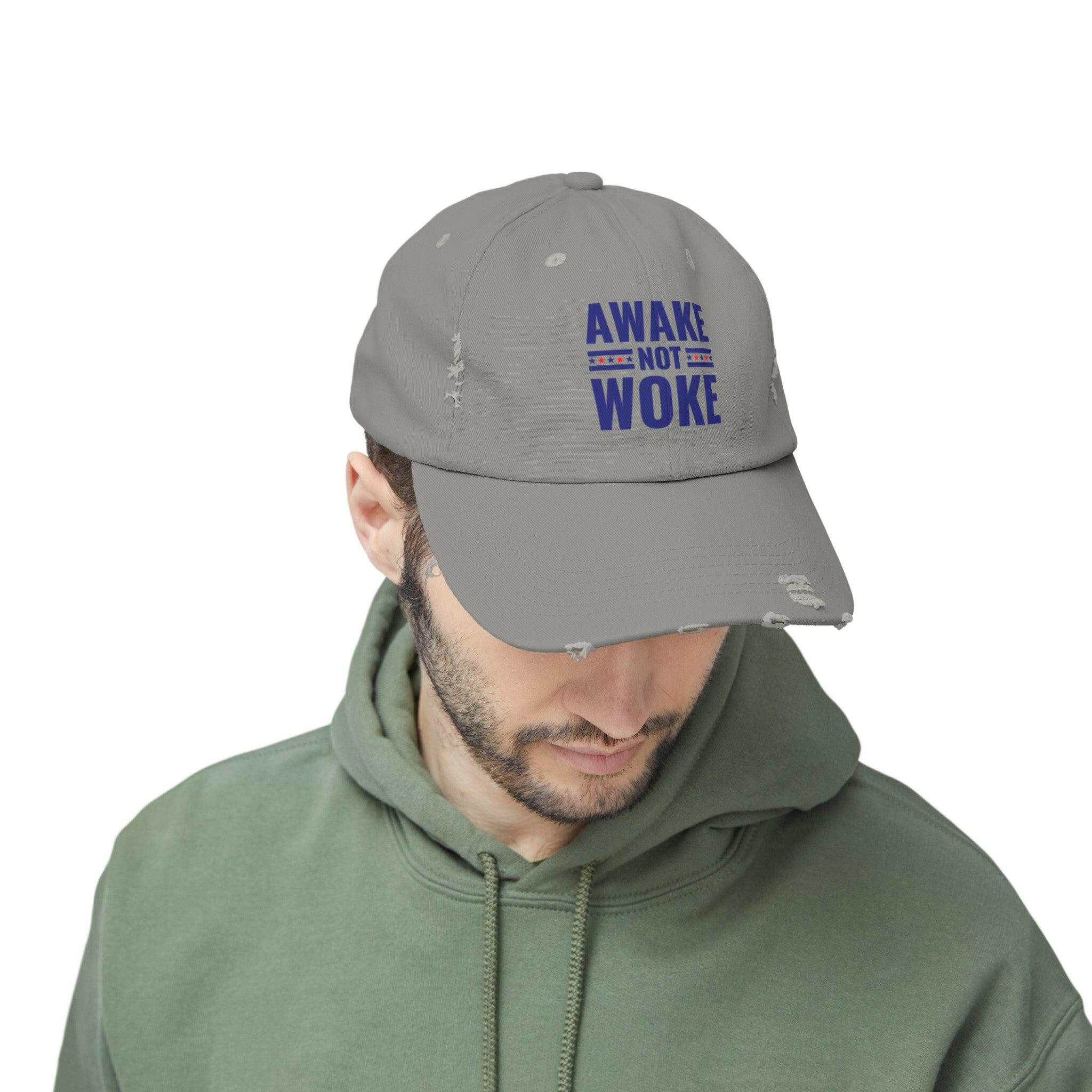 Awake Not Woke Unisex Distressed Cap