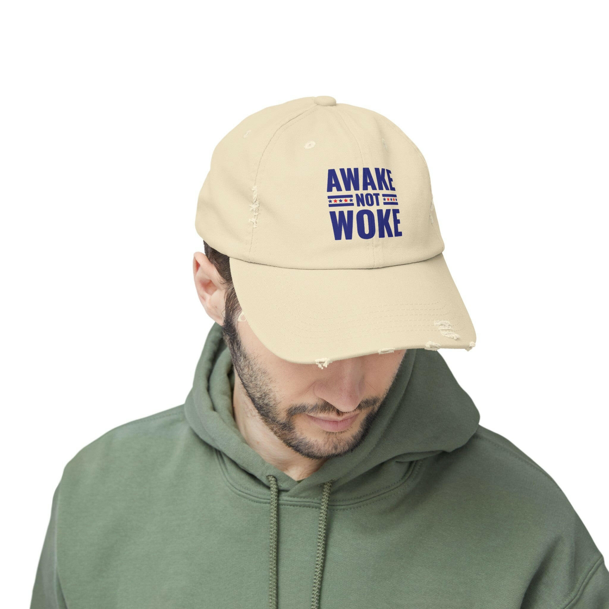 Awake Not Woke Unisex Distressed Cap