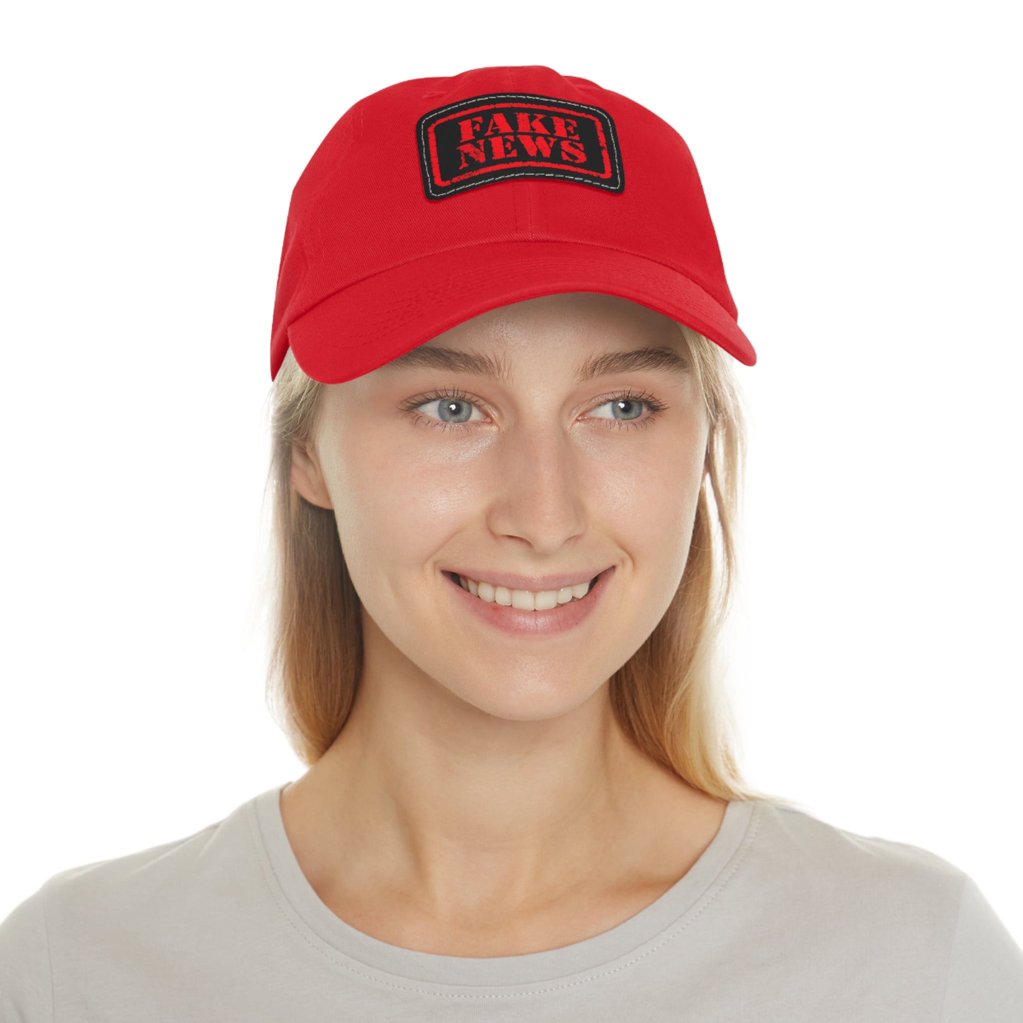 Fake News Dad Hat with Leather Patch