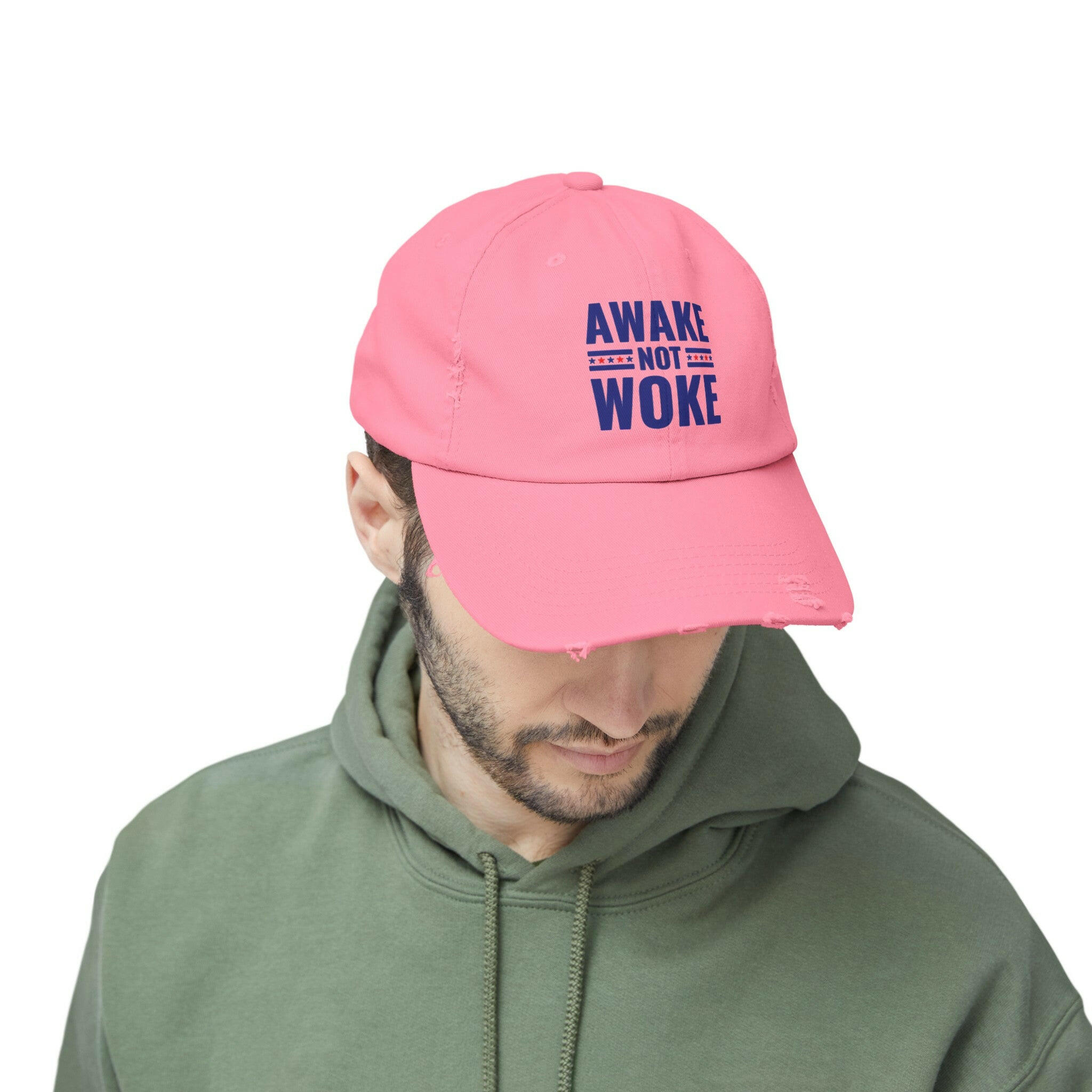 Awake Not Woke Unisex Distressed Cap