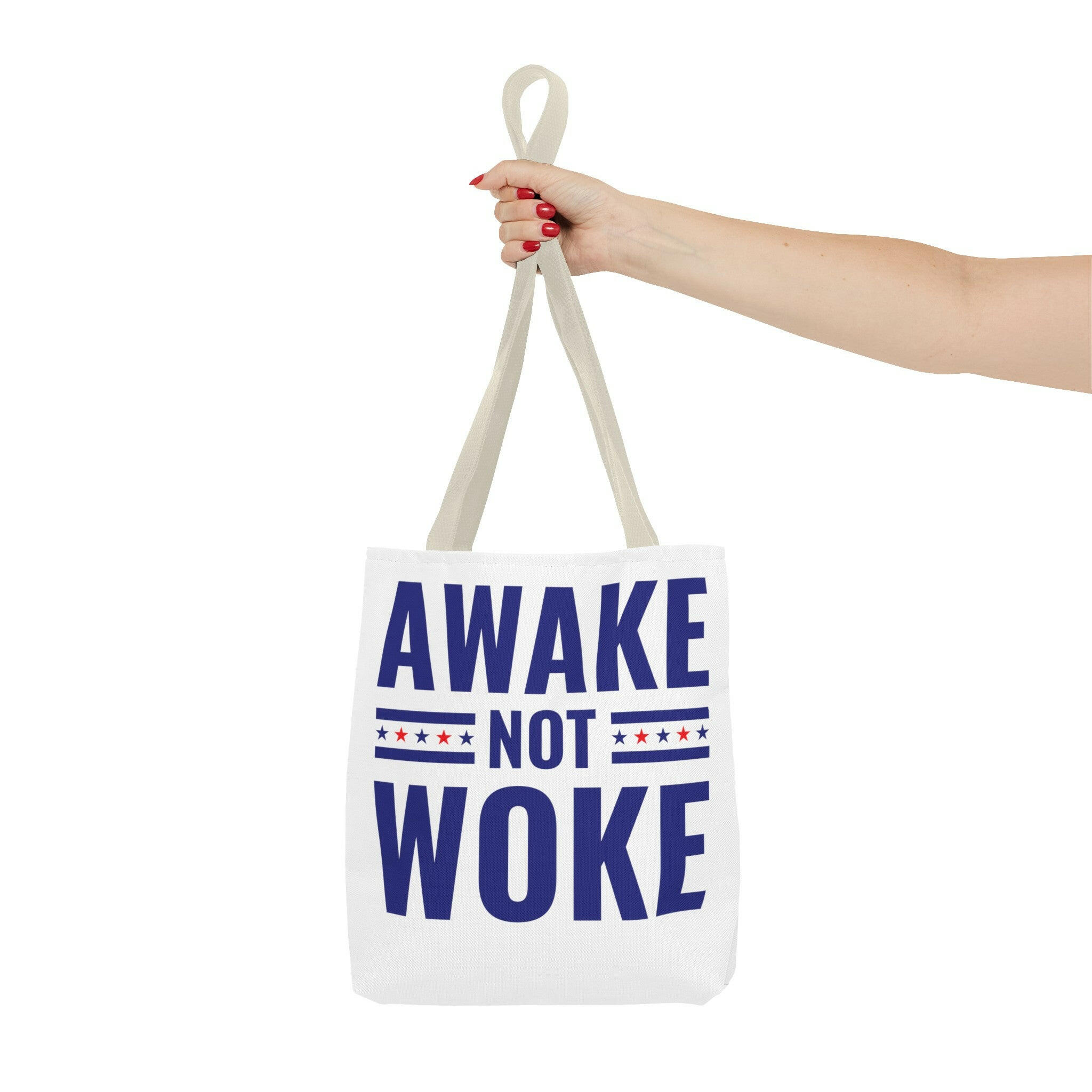 Awake Not Woke Statement Tote Bag